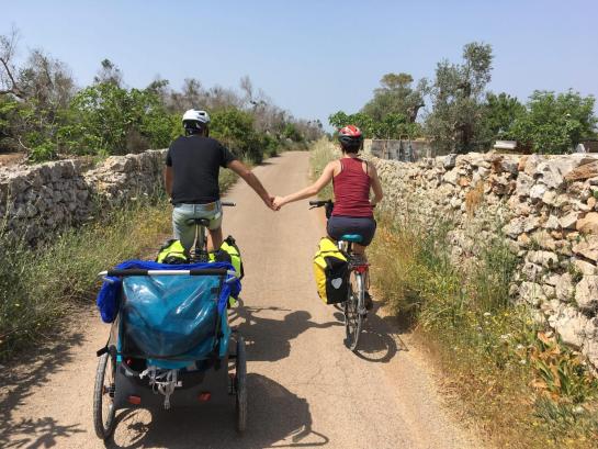 family cycling in Puglia