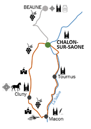 Carte Sud de la Bourgogne à vélo