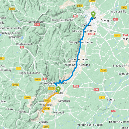 Map south burgundy by bike