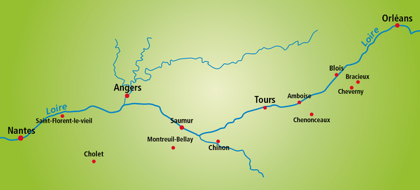 Carte itinéraire de la Loire à vélo