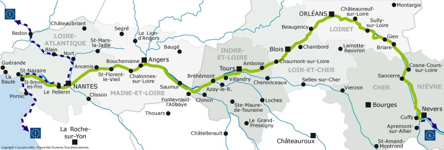 Carte Loire à vélo itinéraire et tracé